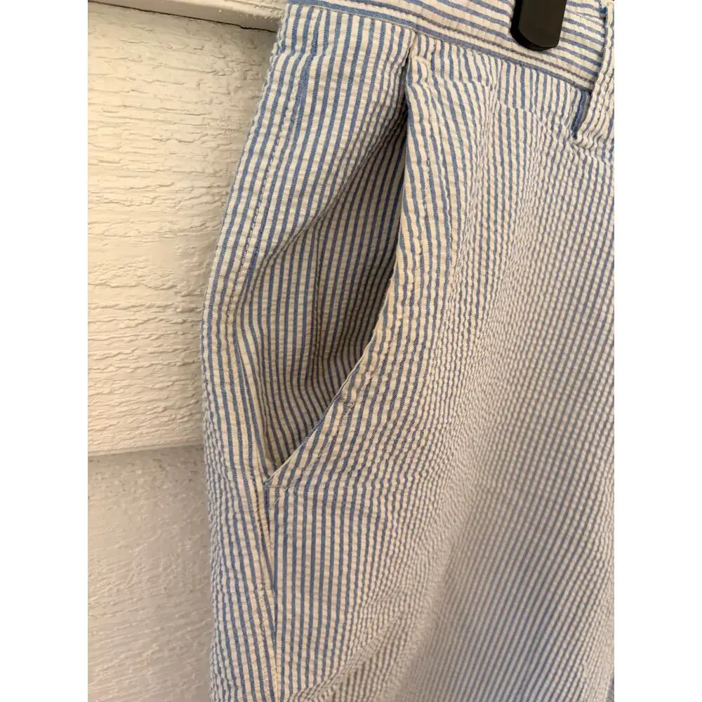 J.Crew Seersucker Shorts Blue White Stripe Cotton Size 34